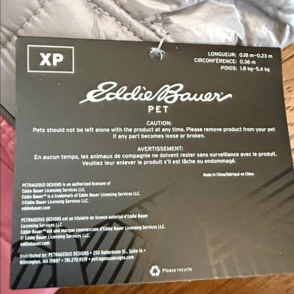 Eddie Bauer Pink/Gray Puffer Dog Jacket. Size XS. Length 7-9”. Weight 4-12 lbs. - Picture 11 of 11